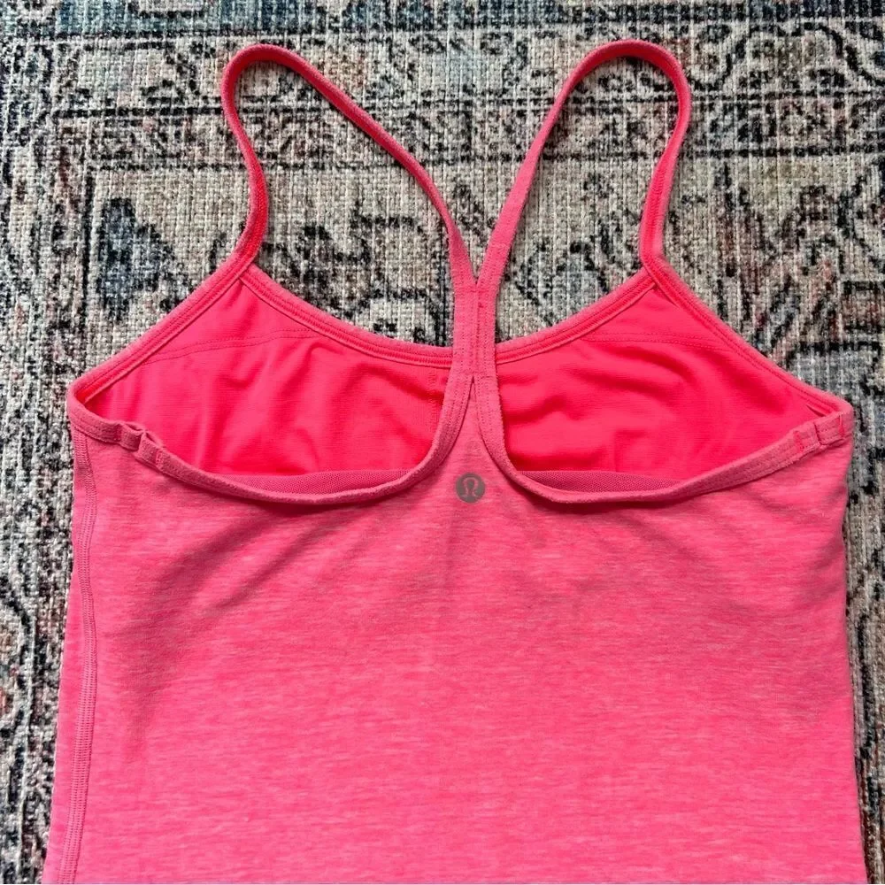 Lululemon Power Y Luon Heathered Neon Pink Tank Size 6